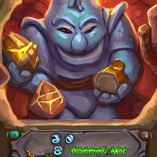 Prompt: ((((rock elemental golem spirit)))), dust and rock theme, hearthstone art style, epic fantasy card game art