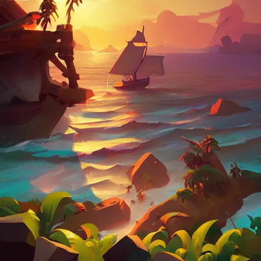 Image similar to painting treasure on sea of thieves game smooth median photoshop filter cutout vector, behance hd by jesper ejsing, by rhads, makoto shinkai and lois van baarle, ilya kuvshinov, rossdraws global illumination