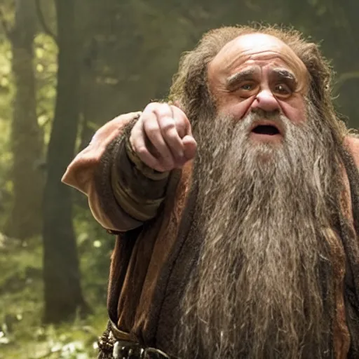 Image similar to movie still of danny devito starring as gimli in the 2 0 2 6 lord of the rings movie, full body