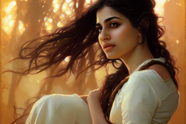Image similar to Beautiful pale young Indian doctor partying in Texas, portrait, elegant, intricate, digital painting, artstation, concept art, smooth, sharp focus, illustration, art by artgerm and greg rutkowski and alphonse mucha