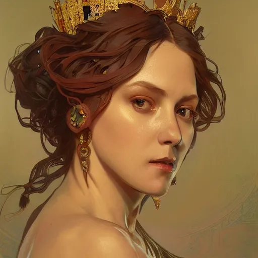 Image similar to a Portrait of A queen whose body radiates holy light by greg rutkowski and alphonse mucha,In style of digital art illustration.WLOP.hyper detailed,smooth, sharp focus,trending on artstation,4k