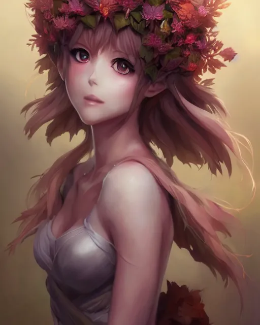 Image similar to character concept art of an anime dryad | | cute - fine - face, pretty face, realistic shaded perfect face, fine details by stanley artgerm lau, wlop, rossdraws, james jean, andrei riabovitchev, marc simonetti, and sakimichan, tranding on artstation