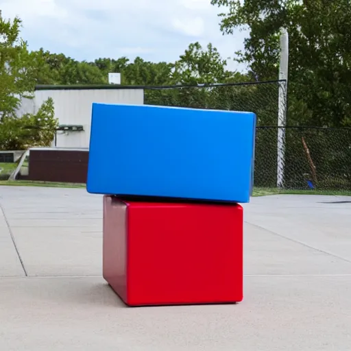 Prompt: a red cube on top of a blue cube