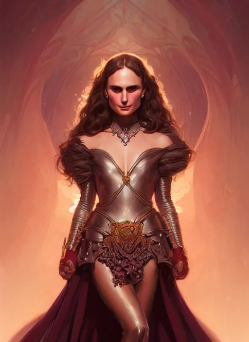 Prompt: portrait of he - woman, d & d, natalie portman! fantasy, intricate, elegant, highly detailed, digital painting, artstation, concept art, smooth, sharp focus, illustration, art by artgerm and greg rutkowski and alphonse mucha