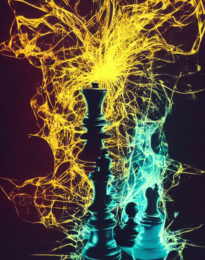 Image similar to chess - piece quantum explosion, void, computer glitches, 3 5 mm kodachrome