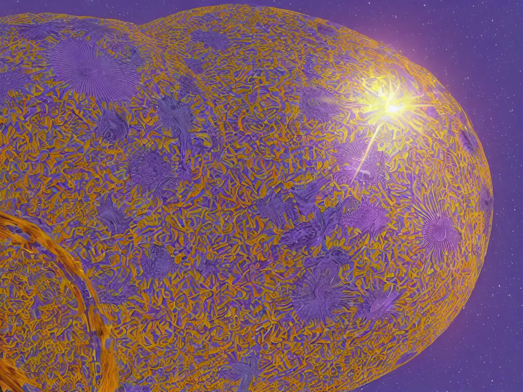 Image similar to 3 d render, sunlight study, the universe is a spheroid region 7 0 5 meters in diameter, art nouveau, by maria sibylla merian and ( ( ( ( ( lisa frank ) ) ) ) ), 8 k, sharp focus, octane render