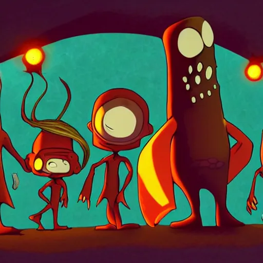 Prompt: friend shaped little vampire squid alien mutant race as playable character designs for the newest psychonauts video game made by double fine done by tim shafer with help from the artist for the band gorrilaz and the artists from odd world inhabitant inc and Lauren faust--n 9