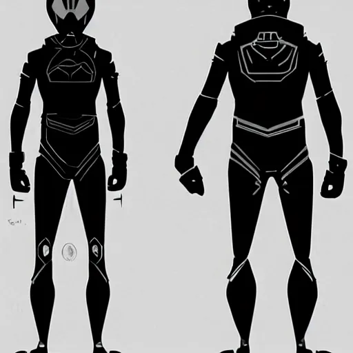 Image similar to concept art, stylized silhouette, super exaggerated proportions, concept design, male, science fiction suit, helmet, by pascal blanche