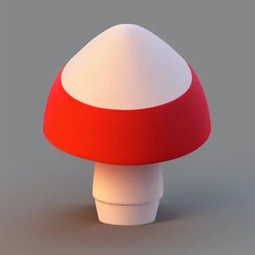 Image similar to Matte 3d low poly icon of a red mushroom, lat lighting, isometric perspective on pure white background, soft shadows, 3d render,