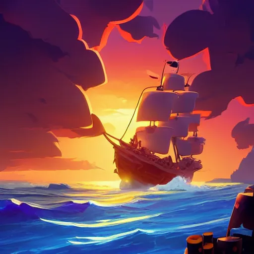 Image similar to painting treasure on sea of thieves game smooth median photoshop filter cutout vector, behance hd by jesper ejsing, by rhads, makoto shinkai and lois van baarle, ilya kuvshinov, rossdraws global illumination