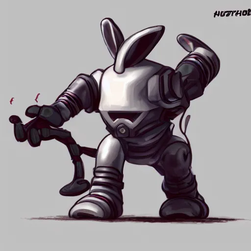 Image similar to rabbit robot in the style of huachong artstation