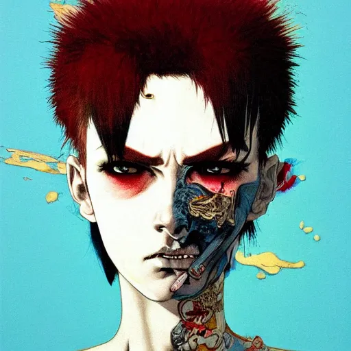 Image similar to punk portrait soft light painted by james jean and katsuhiro otomo and erik jones, inspired by akira anime, smooth face feature, intricate oil painting, high detail illustration, sharp high detail, manga and anime 1 9 9 9