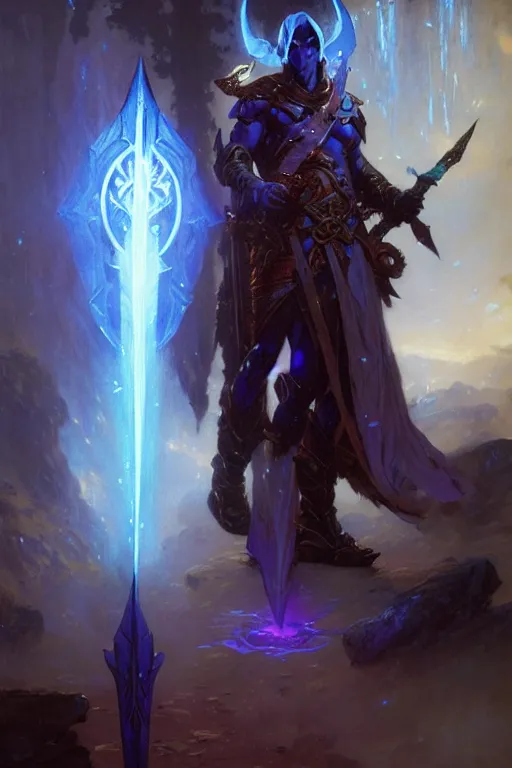 Prompt: void elf with glowing swords dnd, painting by gaston bussiere, craig mullins, greg rutkowski, yoji shinkawa