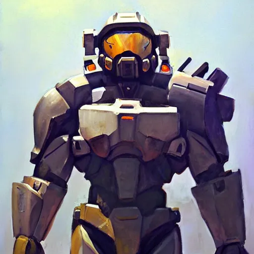 Image similar to greg manchess portrait painting of master chief the transformer as overwatch character, medium shot, asymmetrical, profile picture, organic painting, sunny day, matte painting, bold shapes, hard edges, street art, trending on artstation, by huang guangjian, gil elvgren, ruan jia, greg rutkowski, gaston bussiere