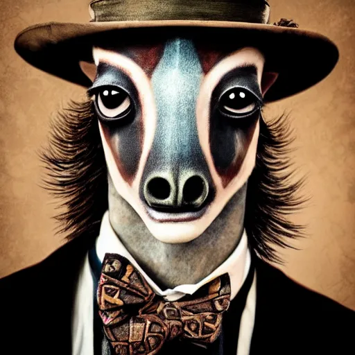 Prompt: photo portrait of steam powered giraffe, realistic, hyperrealistic, 8 k resolution, hd quality, very detailed, highly detailed, intricate details, real life, real world, trending on artstation, digital art, really realistic, very realistic, headshot, head in frame, photograph, portrait, head in frame