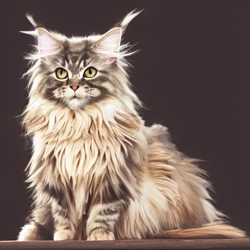 Prompt: a cute Maine coon cat with a large fluffy tail pixiv bokeh high quality 8k award winning photograph