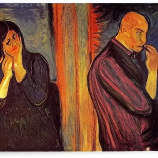 Image similar to a couple in misery and suffering by edvard munch