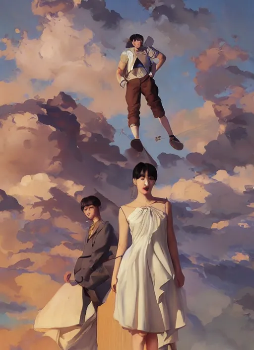 Image similar to bts, kpop, painting by sargent and leyendecker, asymmetrical, intricate, elegant, matte painting, illustration,, by rhads, by greg rutkowski, by greg tocchini, by james gilleard, by joe fenton