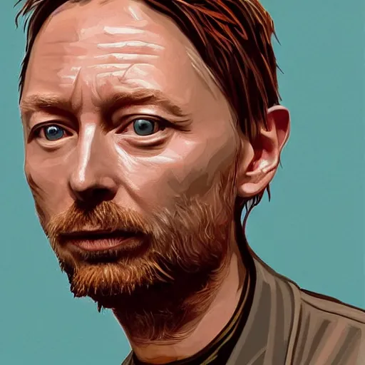 Image similar to thom yorke eating at mcdonalds, portrait, highly detailed, deep focus, elegant, digital painting, smooth, sharp focus, illustration, ultra realistic