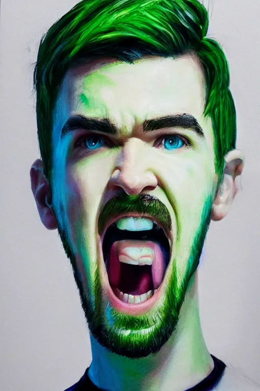 Image similar to Sean McLoughlin, jacksepticeye, irish youtuber, solo portrait, yelling really loud 🎨🖌️