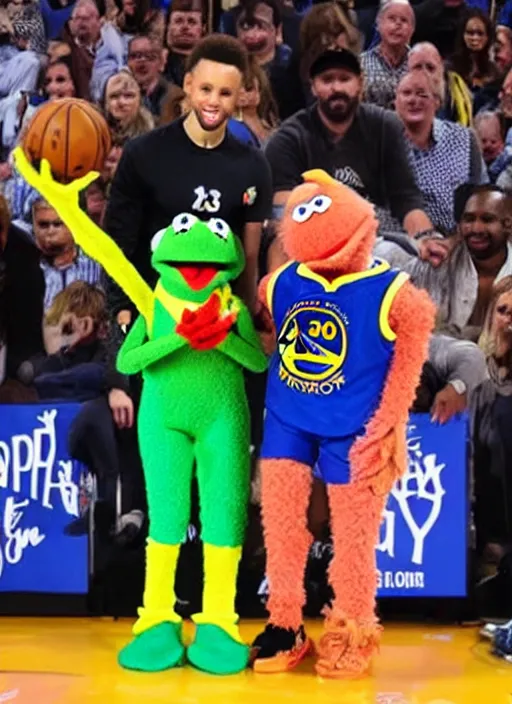 Image similar to steph curry hosting the muppet show