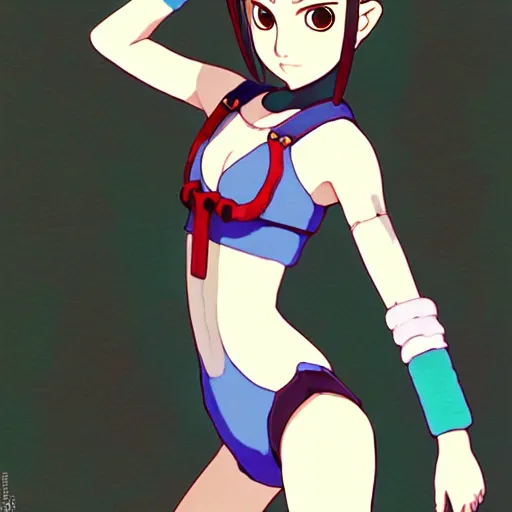 Image similar to beautiful boyish natalie portman gravure model in majora's mask, wearing big mayan bomber jacket with overalls and leotard, big bomber jacket with subtle mayan patterns, aztec bathing suit, gapmoe yandere grimdark, trending on pixiv fanbox, painted by greg rutkowski makoto shinkai takashi takeuchi studio ghibli, akihiko yoshida