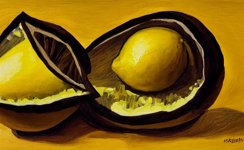 Prompt: an evil lemon, expressionist painting, detailed