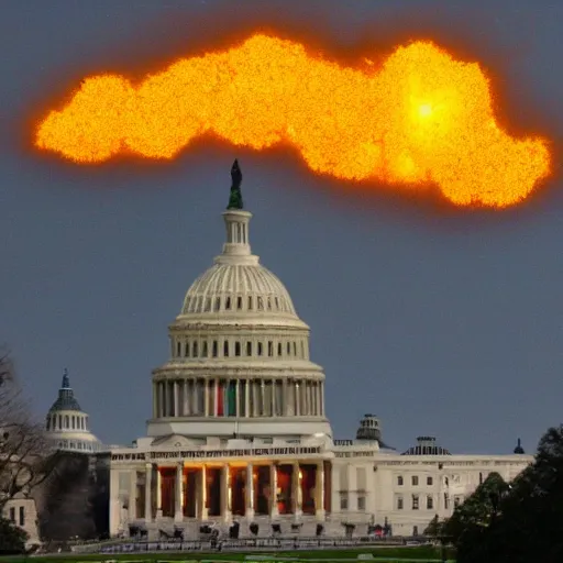 Image similar to fiery asteroid hitting washington dc