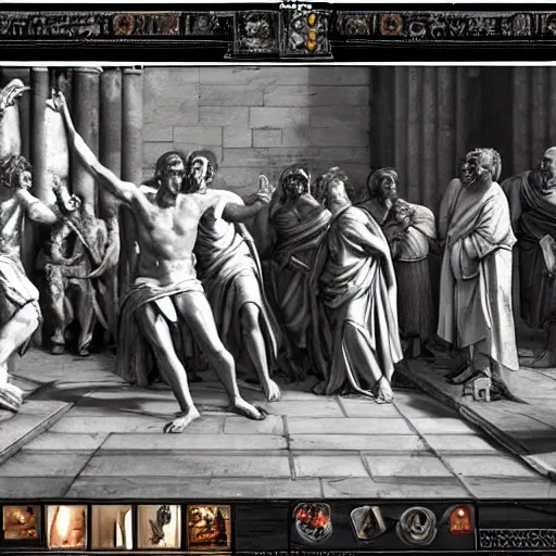 Image similar to a photograph of the last moments of julius caesar's life, realism, realengine