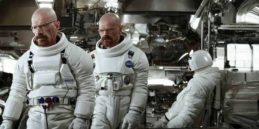 Prompt: a film still of Walter White as Cooper in Interstellar