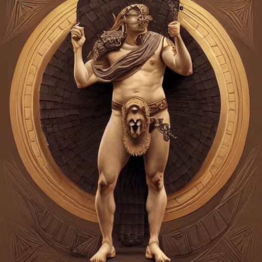 Image similar to geico gecko as the roman god of protection!! intricate elegant, highly detailed, digital painting, artstation, concept art, smooth, sharp focus, illustration, art by ( ( ( artgerm ) ) ) and greg rutkowski! and ( ( alphonse mucha ) ), heavily influenced by frank frazetta and boris vallejo, sword and sorcery