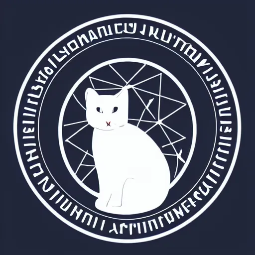 Prompt: logo with white cat portrait, glowing lines, glowing runes