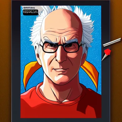 Prompt: super saiyan larry david, comic drawing style, artgerm