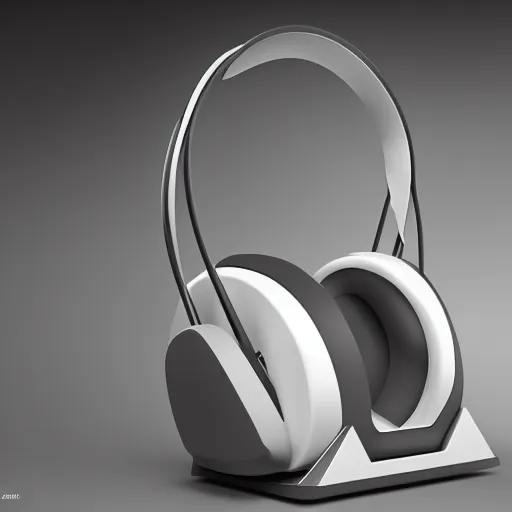 Image similar to wireless headphone stand, futuristic, techno, cyberpunk, product design, render, concept