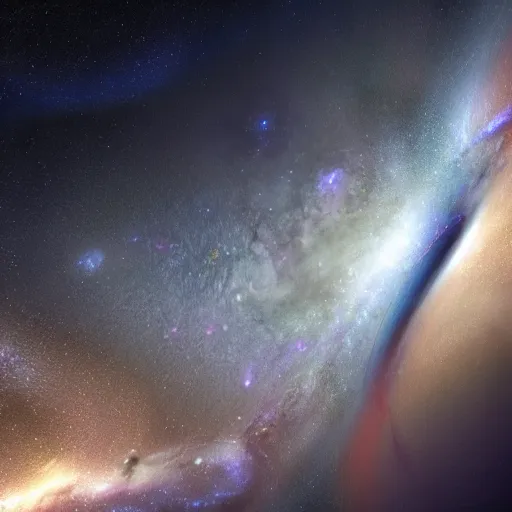 Prompt: milky way and Andromeda galaxy colliding, galaxy, space, octane render