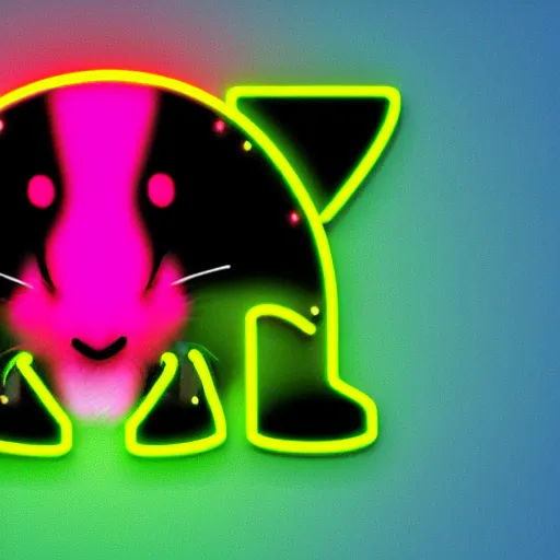 Image similar to cyberpunk hamster made of glowing rainbow neon lights, 8 k, hd, logo