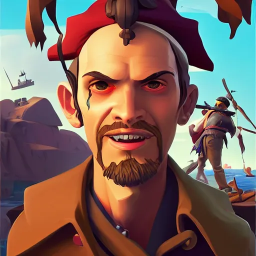 Image similar to painting jack the pirate on sea of thieves game avatar hero smooth face median photoshop filter cutout vector behance hd by jesper ejsing, by rhads, makoto shinkai and lois van baarle, ilya kuvshinov, rossdraws, illustration, art by ilya kuvshinov and gustav klimt