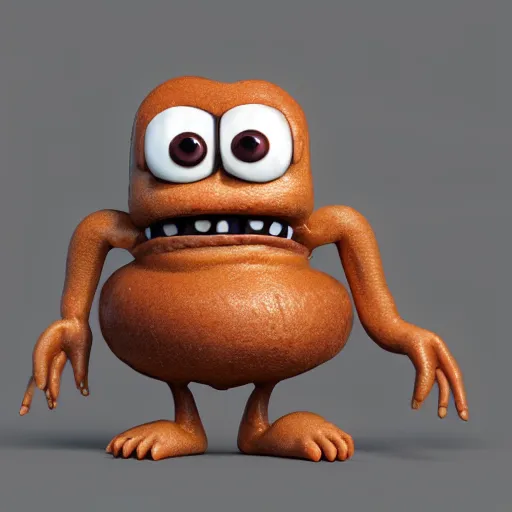 Prompt: cute anthropomorphic happy donut monster with big teeth and big eyes detailed character concept 3 d pixar style render 4 k