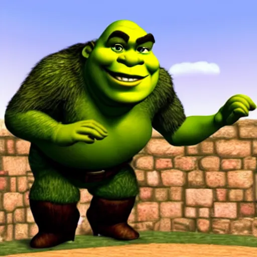 Image similar to shrek as a character in super mario 6 4