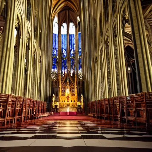 Image similar to man in large throne room of grand cathedral, sitting alone, shadows, fantasy, profile picture