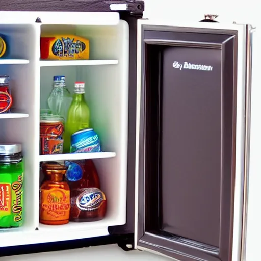 Image similar to mini fridge with spoons inside