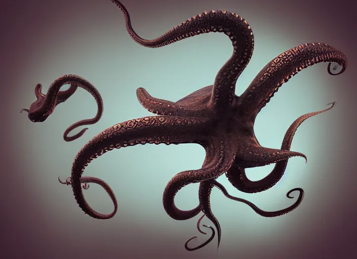 Prompt: “ flying octopus with three heads, realistic, octane render ”