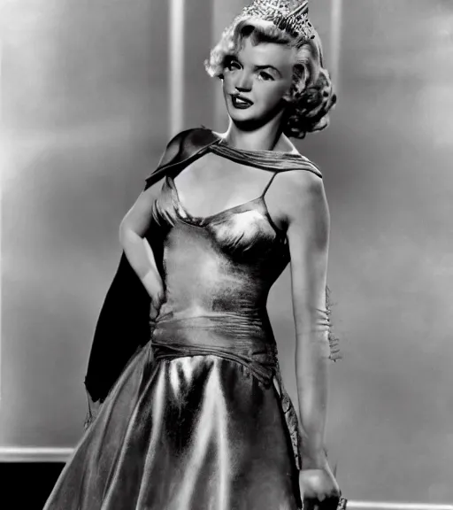 Prompt: a movie still of marlin monroe as princess leigha in the movie star wars