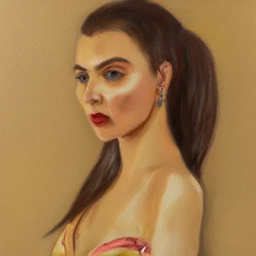 Prompt: a portrait painting of gia criste