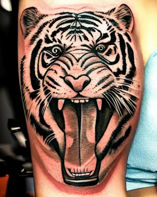 angry tiger face tattoo