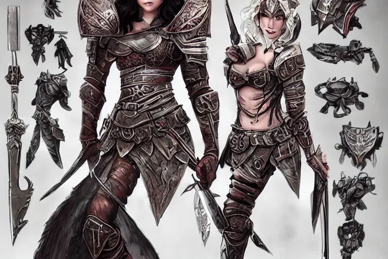 Image similar to The fantasy warrior female is an unstoppable force on the battlefield. Her armor is strong and beautiful, and her weapons are deadly. She is always impeccably dressed, and her style is both stylish and practical. Her enemies fear her, and she is sure to triumph in any battle she fights. She is a woman of great strength and skill, and she is sure to strike fear into the hearts of her enemies. She is a force to be reckoned with, and she is sure to leave her mark on the world. Chris rahn and Wayne Reynolds.