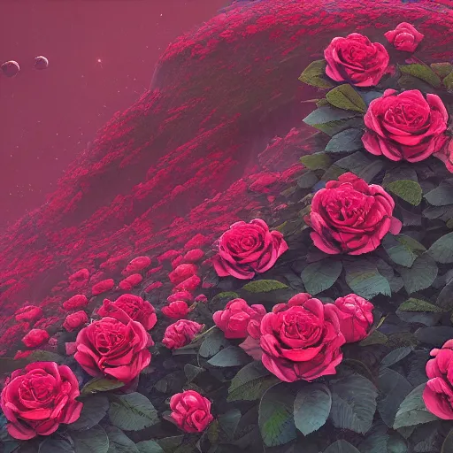 Prompt: planet made out of roses, greg rutkowski, highly detailed, 4 k