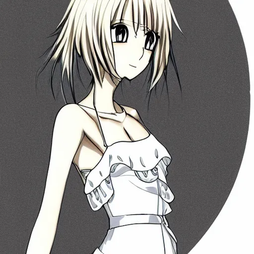 Prompt: Perfectly drawn anime illustration of an anime girl in a dress