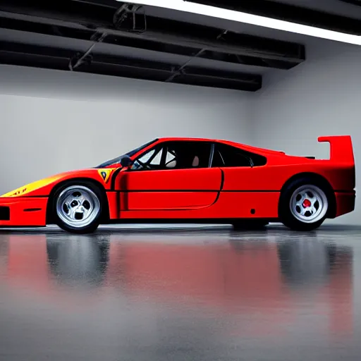 Prompt: ferrari f 4 0 under studio lights