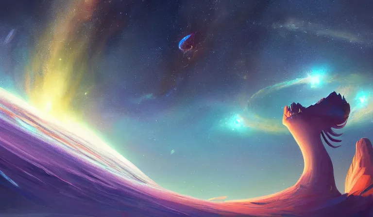 Prompt: andromeda galaxy, realistic detailed digital art by maxwell boas jessica rossier christian dimitrov anton fadeev trending on artstation cgsociety 4 k hq